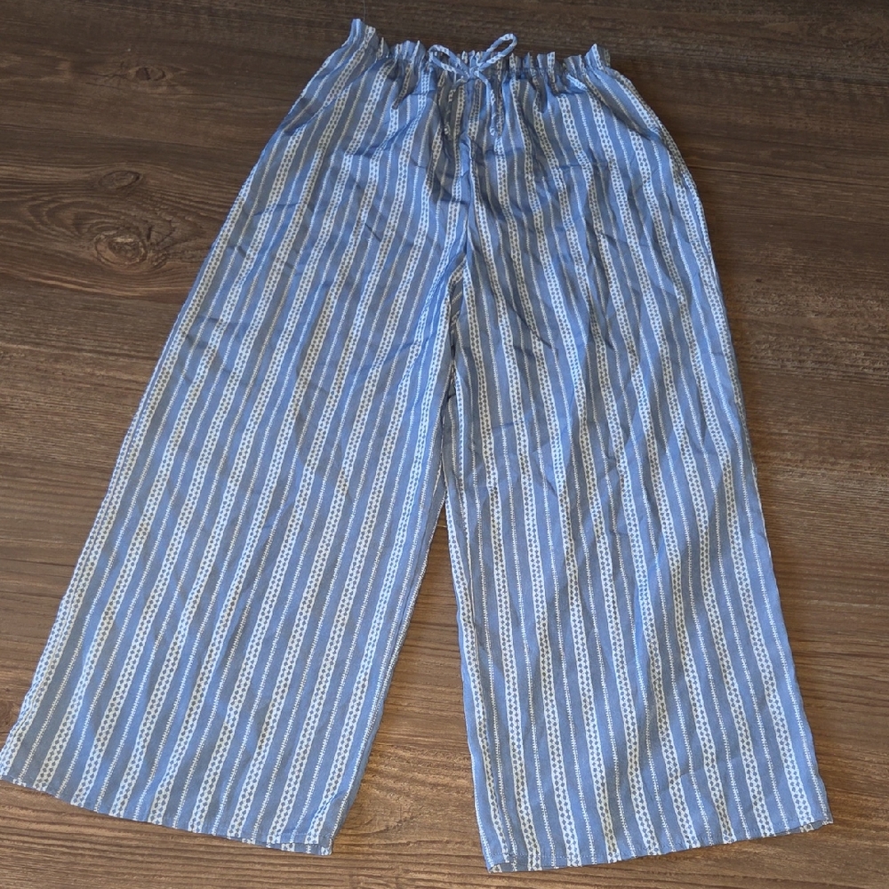 Blue Striped Beachy Pants